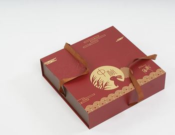 Red Luxury  Hard Cardboard Gift Boxes Foldable Type Chocolate Packaging